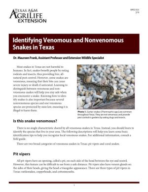 Identifying Venomous and Nonvenomous Snakes in Texas