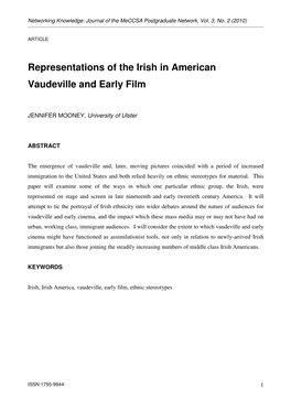 Representations of the Irish in American Vaudeville and Early Film
