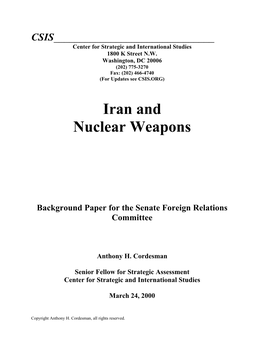 Iran and Nuclear Weapons