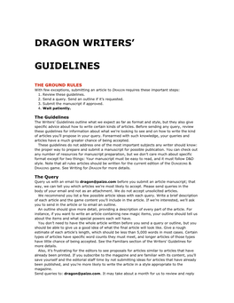 Dragon Writers' Guidelines