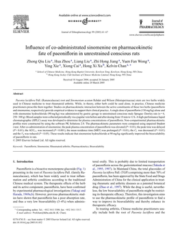 Influence of Co-Administrated Sinomenine on Pharmacokinetic
