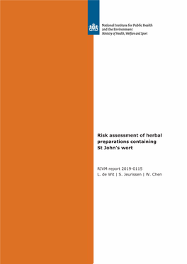 Risk Assessment of Herbal Preparations Containing St John's Wort