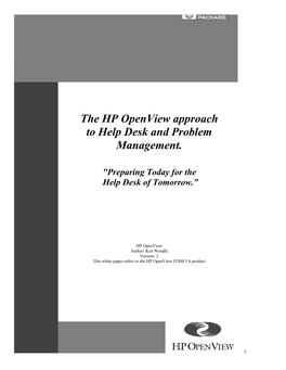 The HP Openview Approach to Help Desk and Problem Management