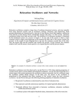 Relaxation Oscillators and Networks