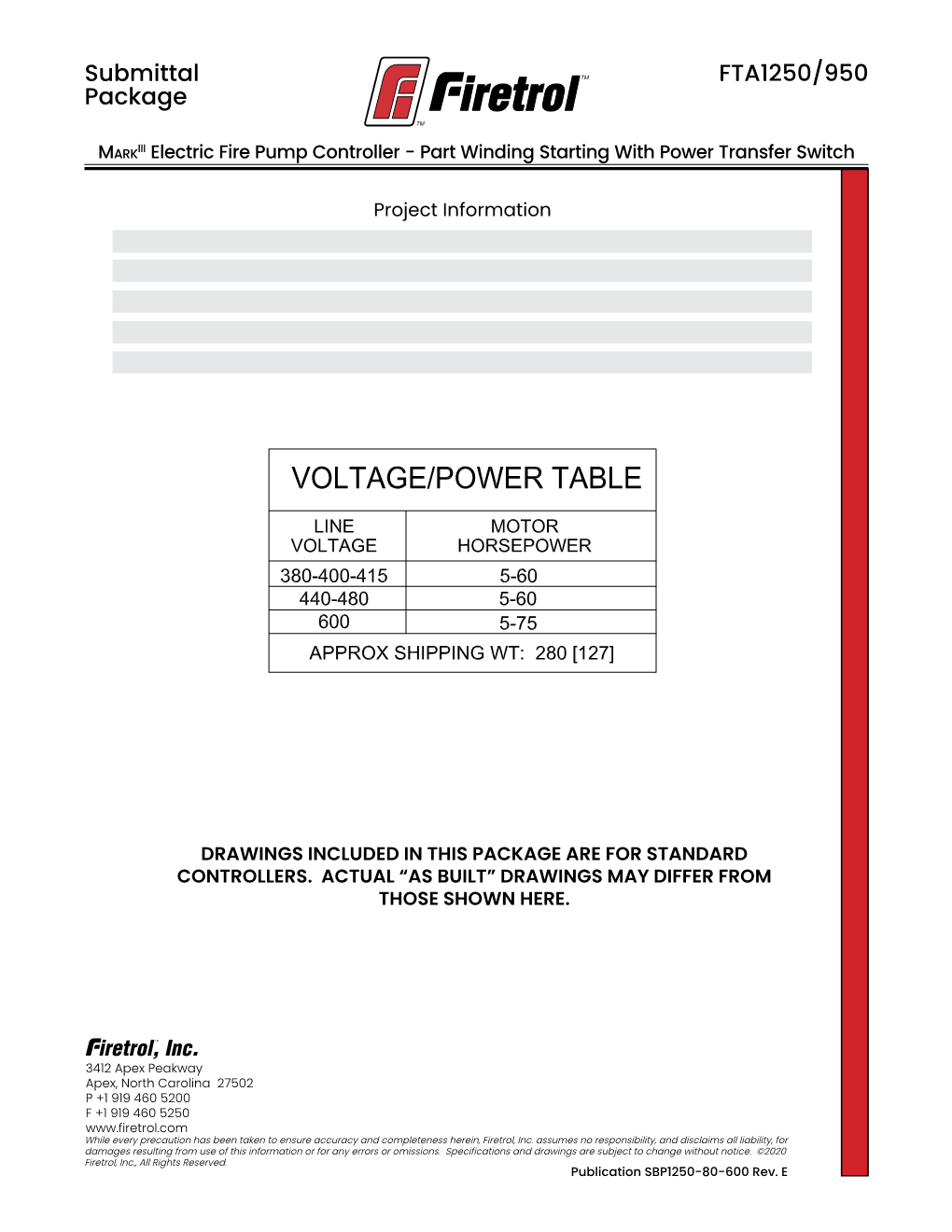 FTA1250/950 Submittal Package