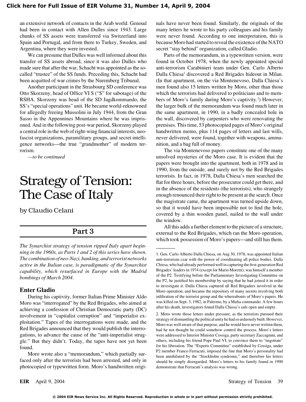 Strategy of Tension: the Case of Italy