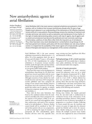 New Antiarrhythmic Agents for Atrial Fibrillation