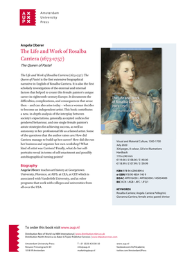 The Life and Work of Rosalba Carriera (1673-1757) the Queen of Pastel