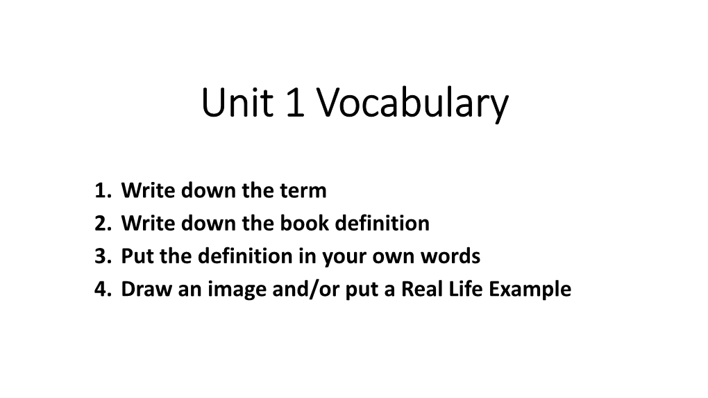 Unit 1 Vocabulary