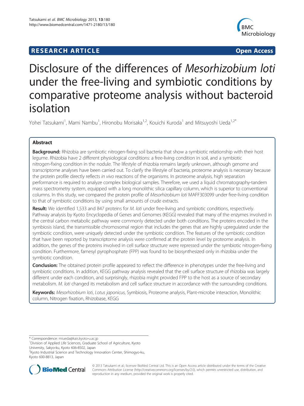 Disclosure of the Differences of Mesorhizobium Loti Under the Free