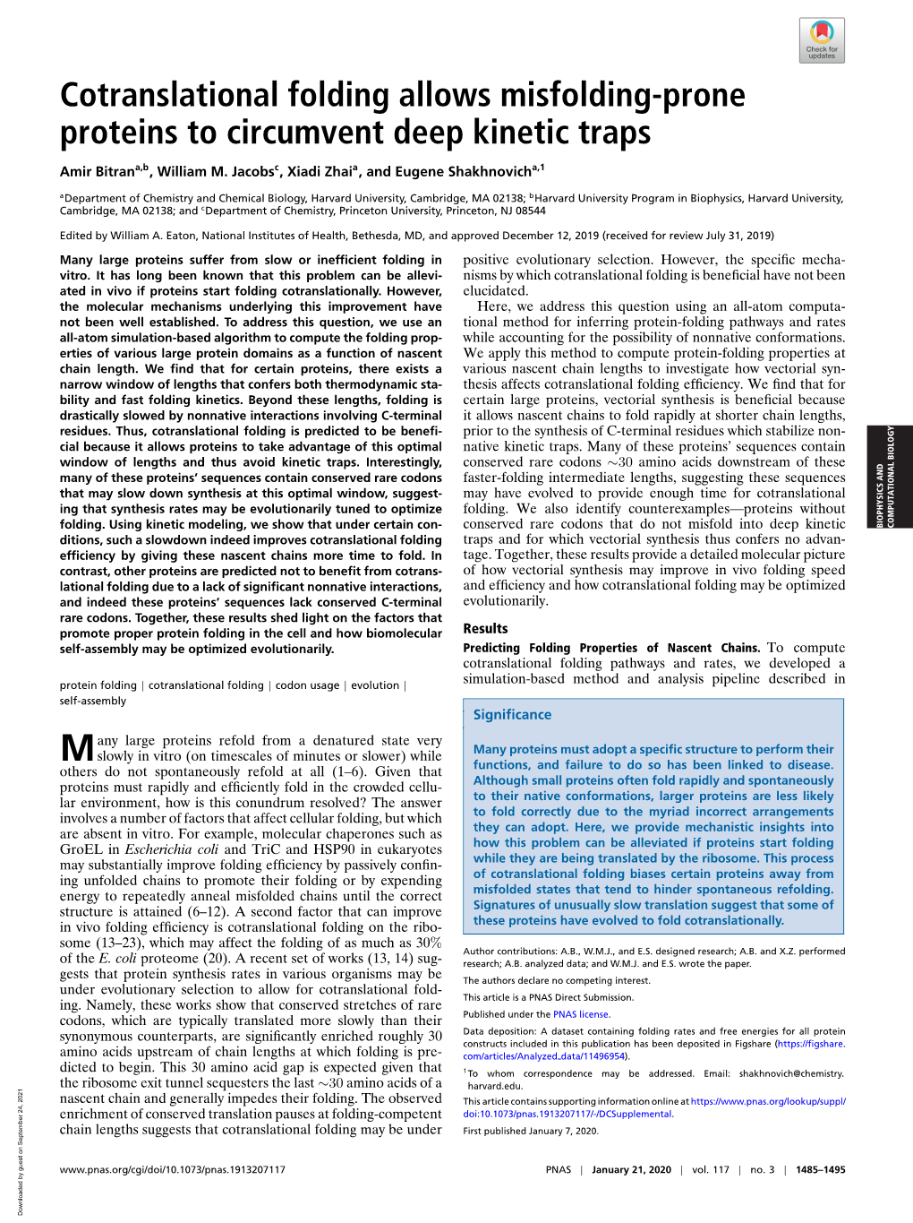 Cotranslational Folding Allows Misfolding-Prone Proteins To