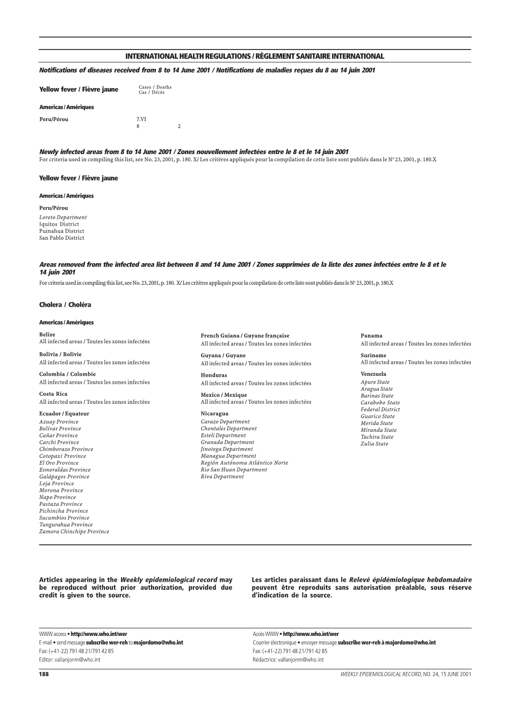 International Health Regulations / Règlement