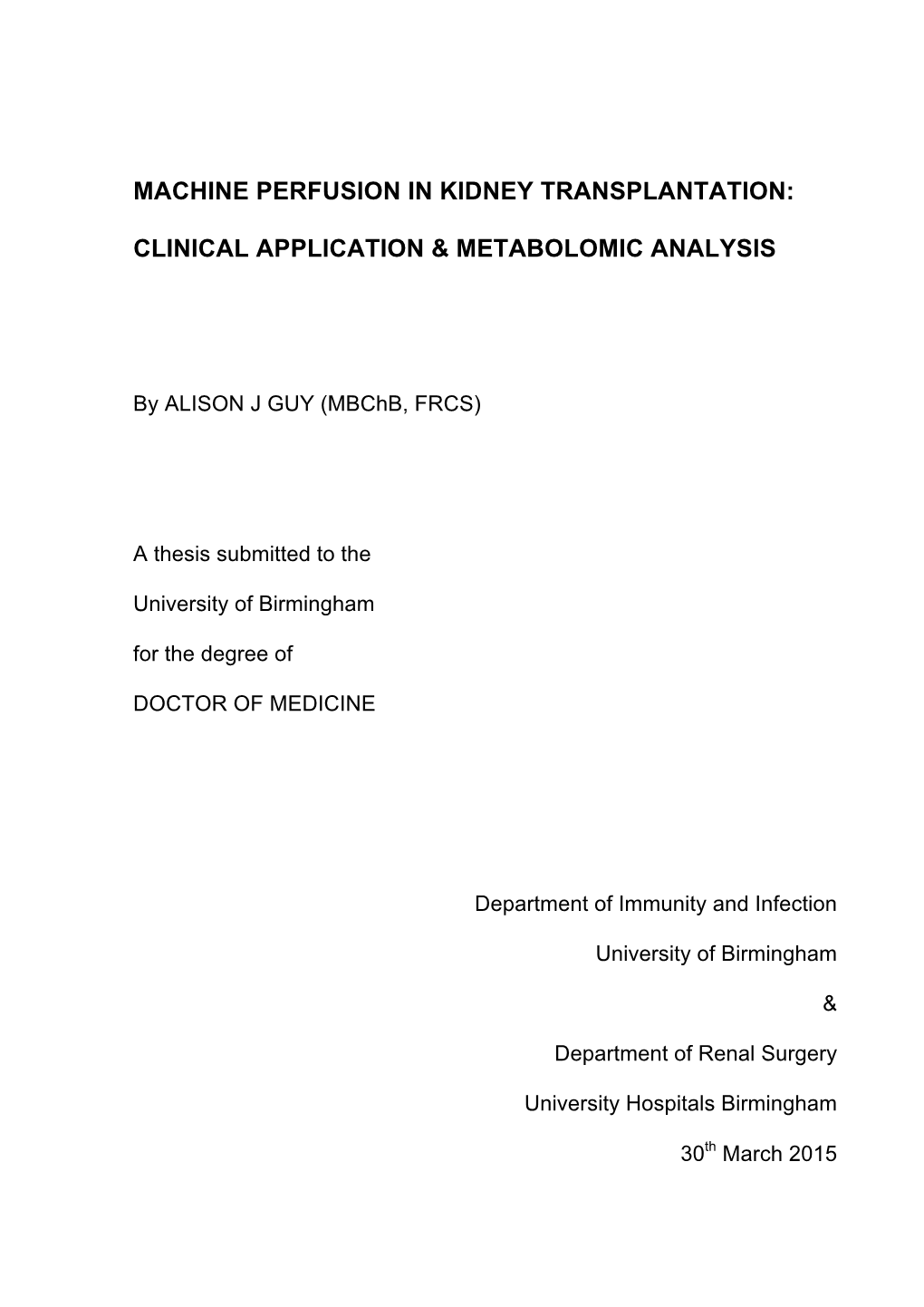 Machine Perfusion in Kidney Transplantation