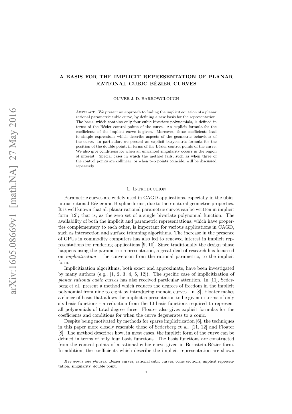 Arxiv:1605.08669V1 [Math.NA] 27 May 2016 Ain Iglrt,Dul Point