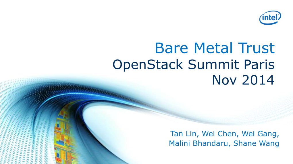 Bare Metal Trust Openstack Summit Paris Nov 2014