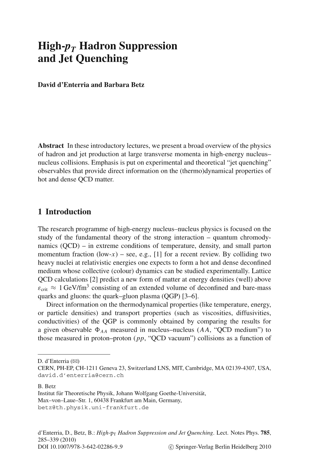 High-P Hadron Suppression and Jet Quenching