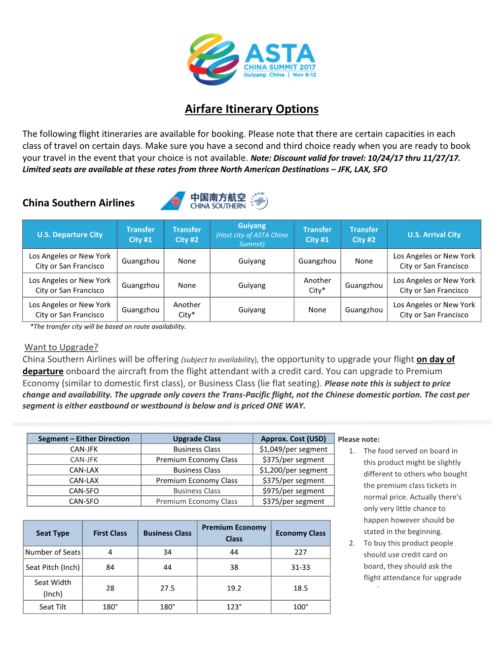 Airfare Itinerary Options