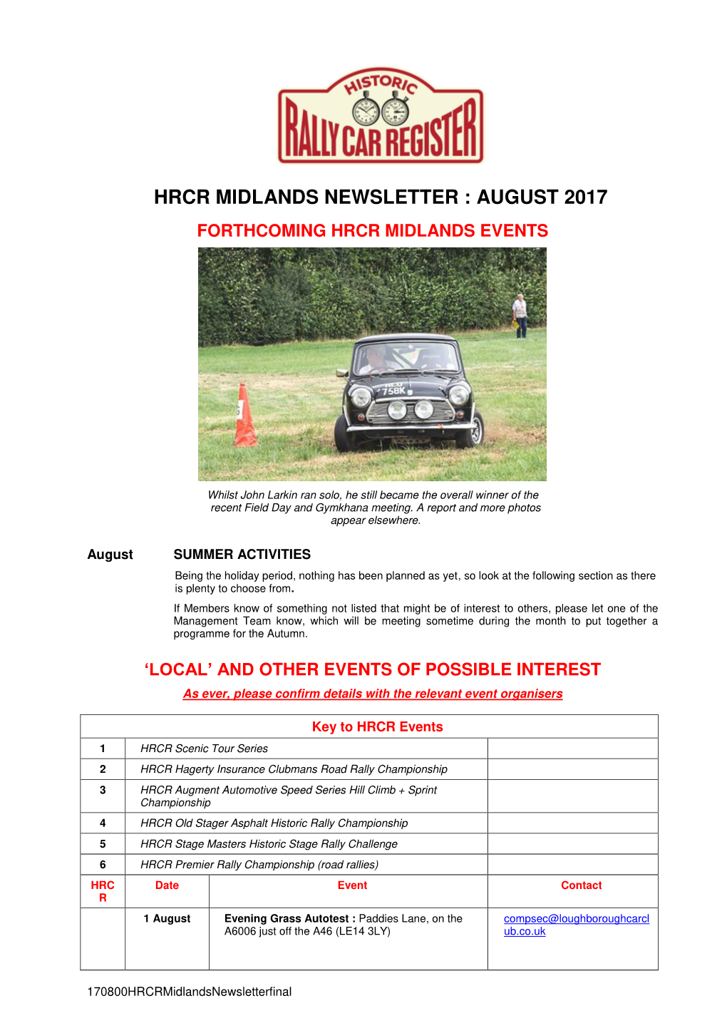 Hrcr Midlands Area