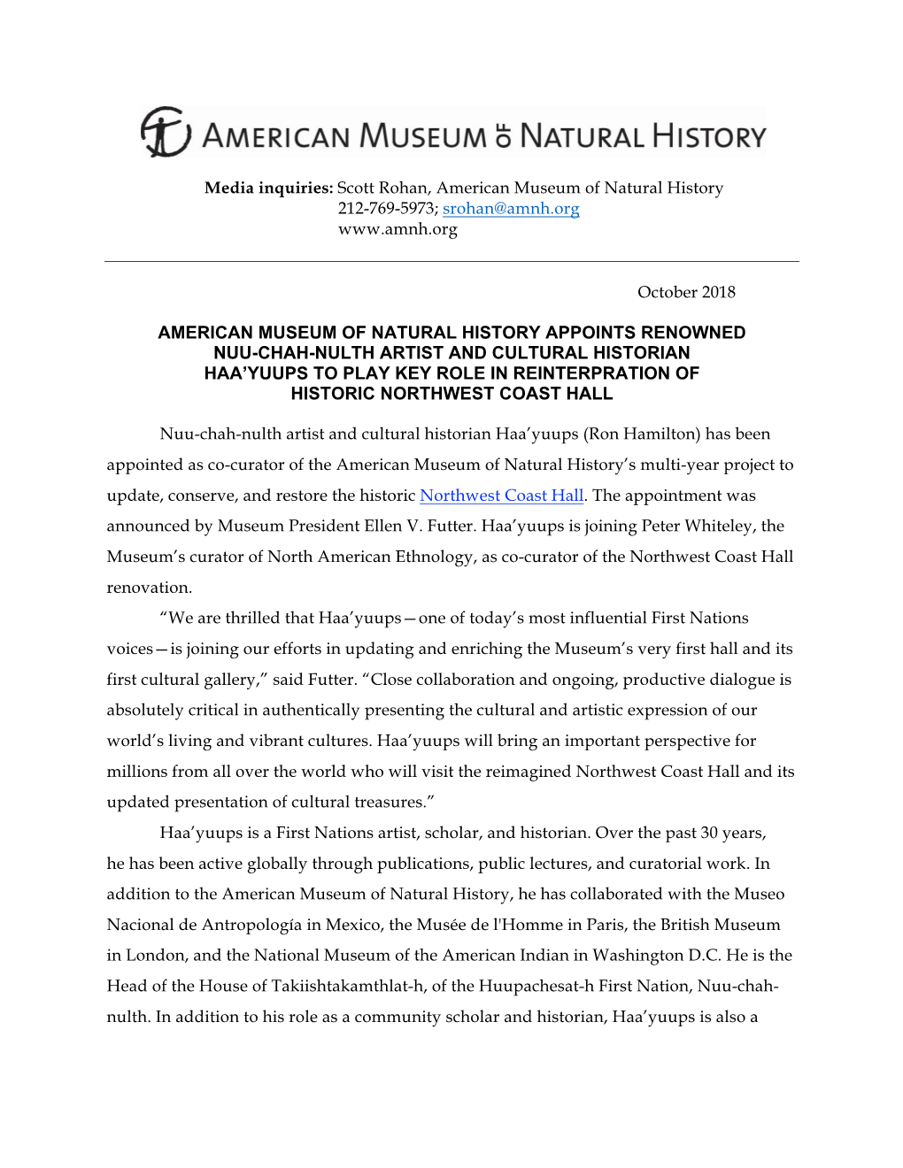 American Museum of Natural History Appoints Renowned