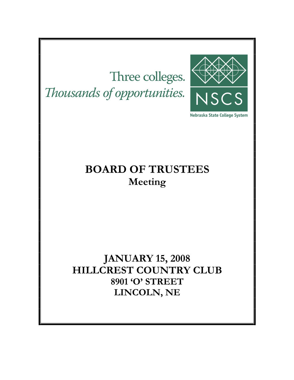 BOARD of TRUSTEES Meeting