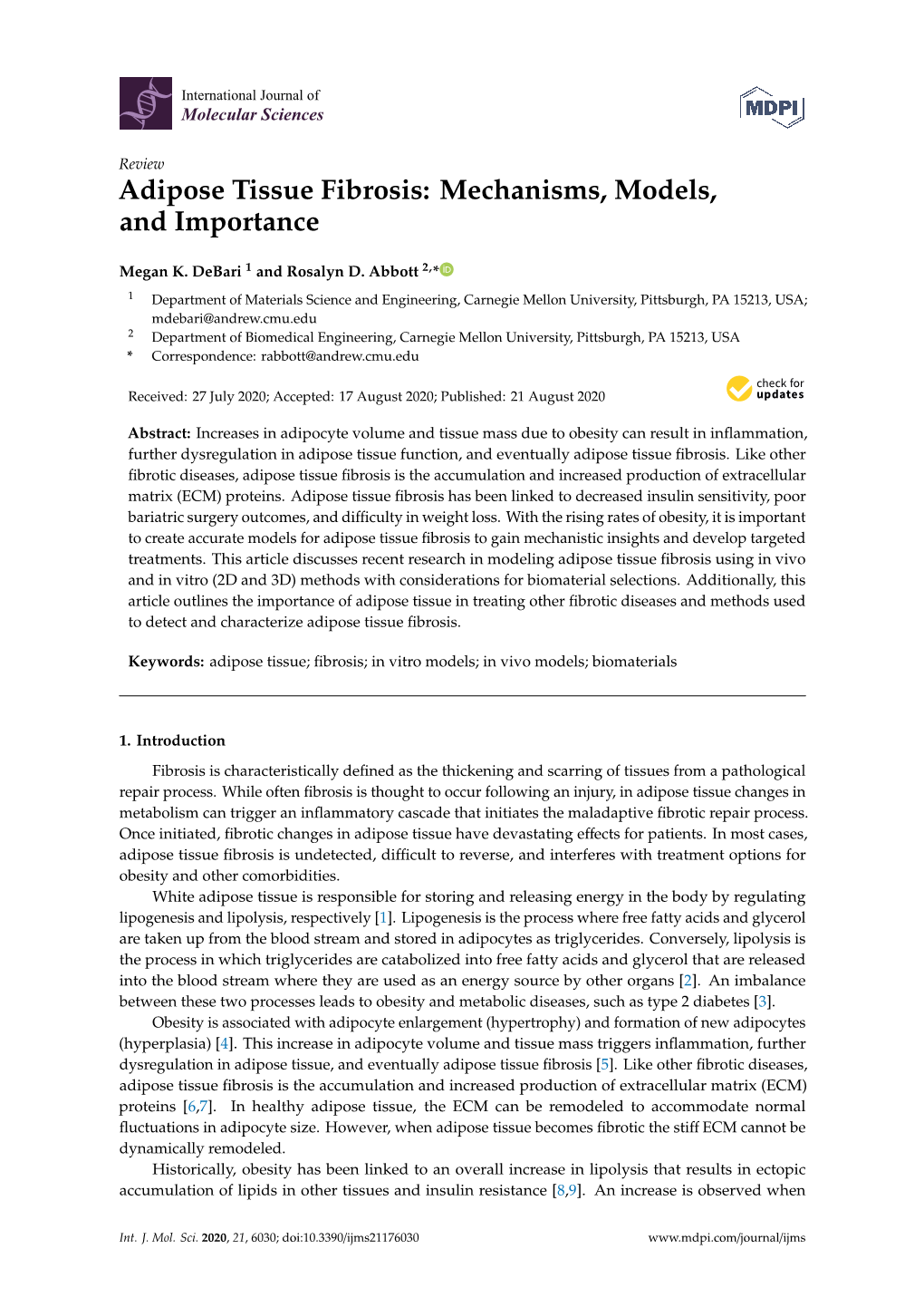 Adipose Tissue Fibrosis: Mechanisms, Models, and Importance