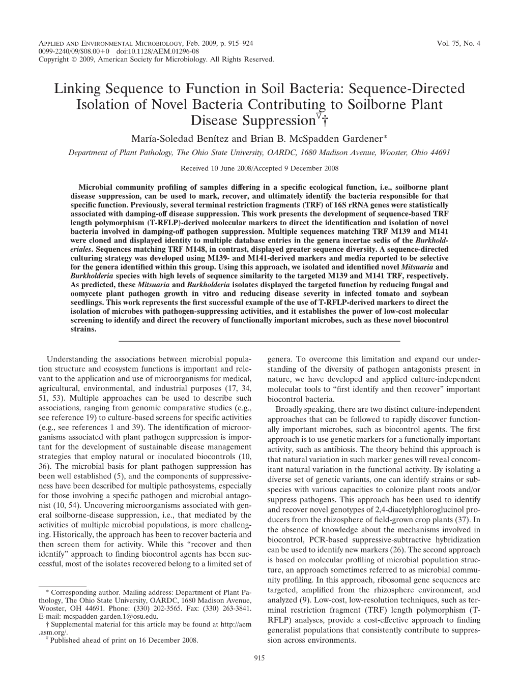 Linking Sequence to Function in Soil Bacteria