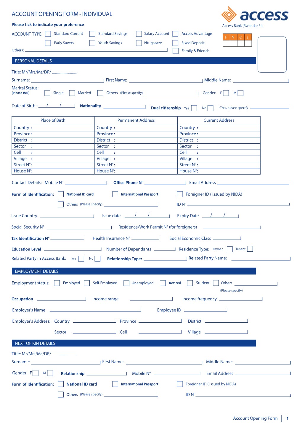 Download Individual Account Opening Form