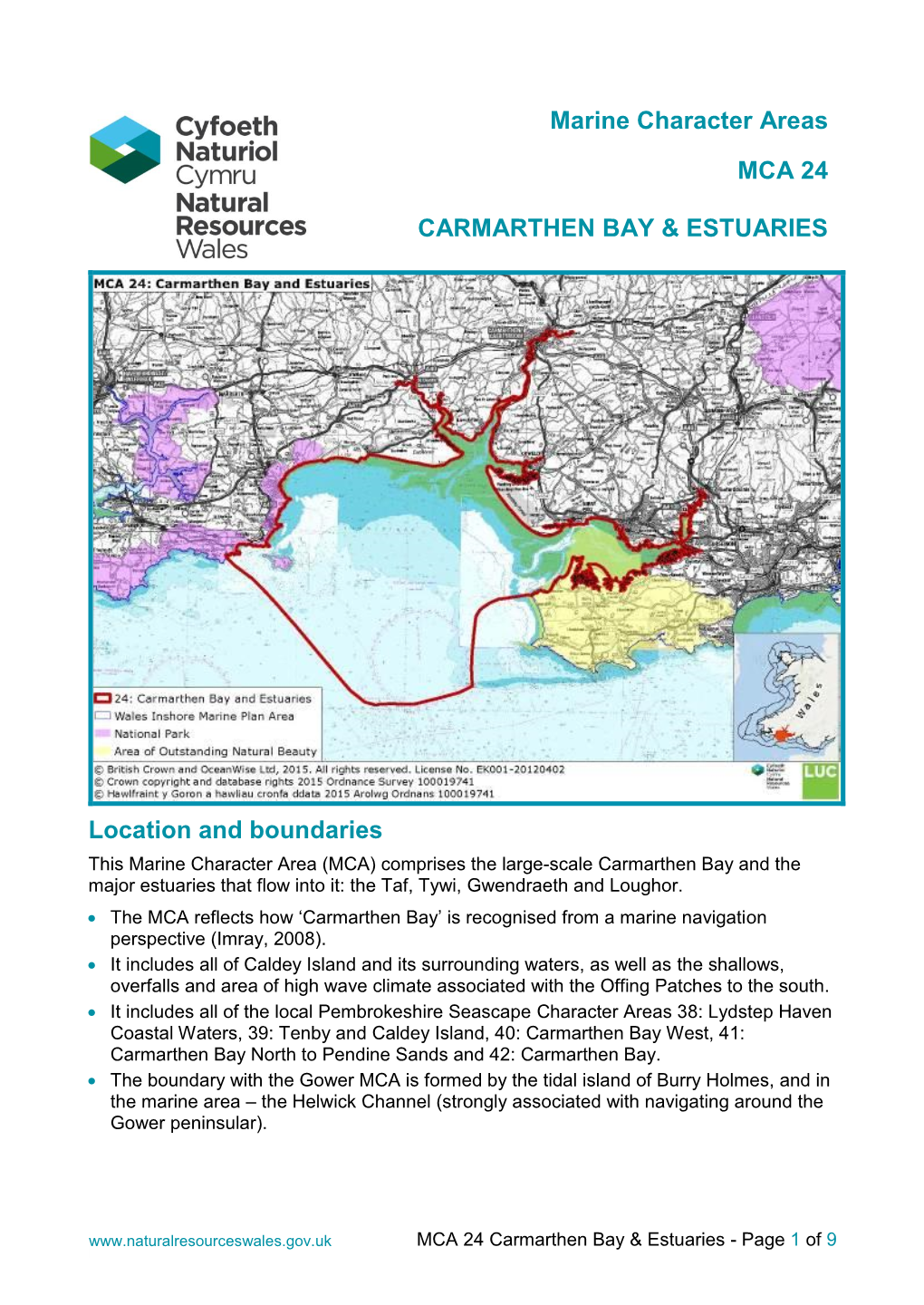 Marine Character Areas MCA 24 CARMARTHEN BAY & ESTUARIES