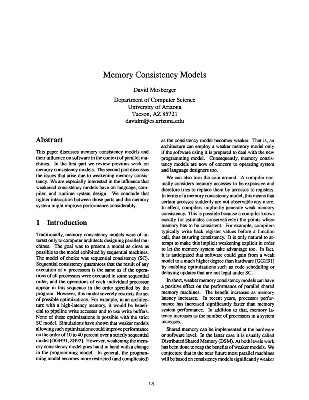 Memory Consistency Models