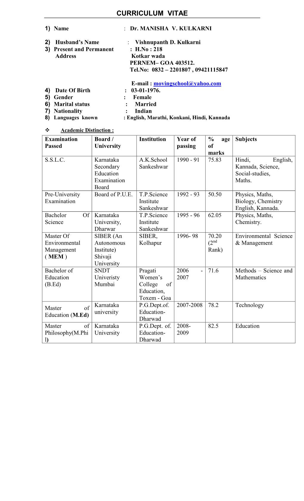 Curriculum Vitae