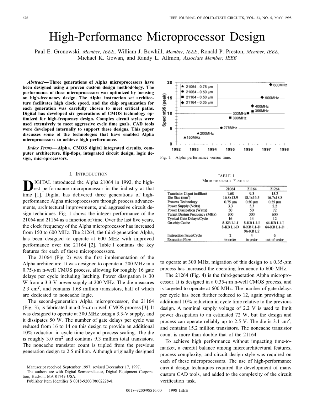 High-Performance Microprocessor Design