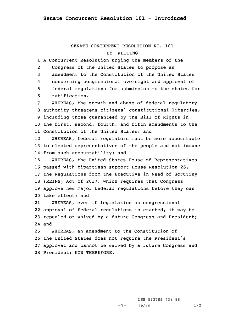 Senate Concurrent Resolution 101 - Introduced