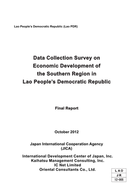 Data Collection Survey on Economic Development of the Southern Region in Lao People's Democratic Republic