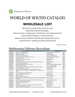 World of Sound Catalog Wholesale List