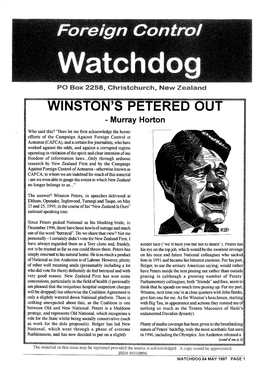 WINSTON's PETERED out - Murray Horton