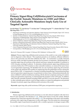 Primary Signet Ring Cell/Histiocytoid Carcinoma of the Eyelid: Somatic Mutations in CDH1 and Other Clinically Actionable Mutations Imply Early Use of Targeted Agents