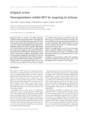 Original Article Fluoroquinolones Inhibit HCV by Targeting Its Helicase