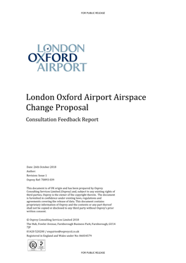 London Oxford Airport Airspace Change Proposal Consultation Feedback Report