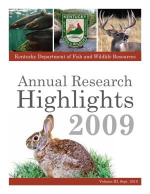 KDFWR Annual Research Highlights 2009