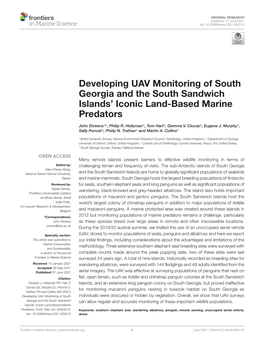 Developing UAV Monitoring of South Georgia and the South Sandwich Islands’ Iconic Land-Based Marine Predators