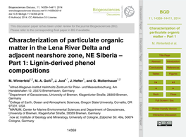 Characterization of Particulate Organic Matter -- Part 1