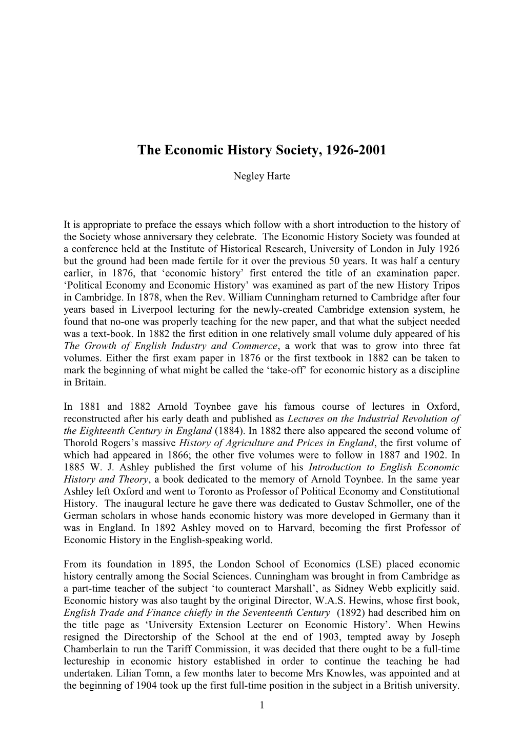 The Economic History Society