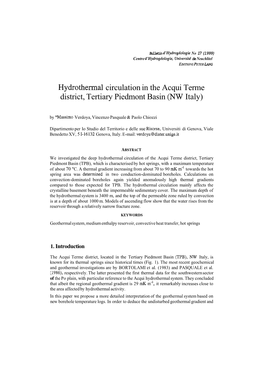 Hydrothermal Circulation in the Acqui Terme District, Tertiary Piedmont Basin (Nvv Italy)