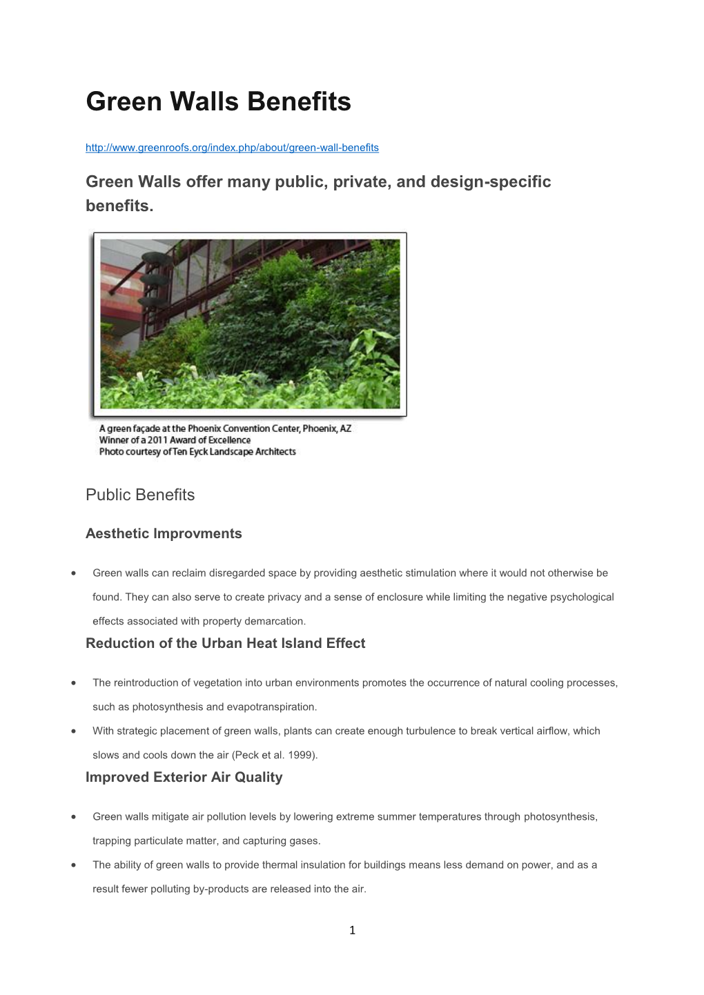 Green Walls Benefits