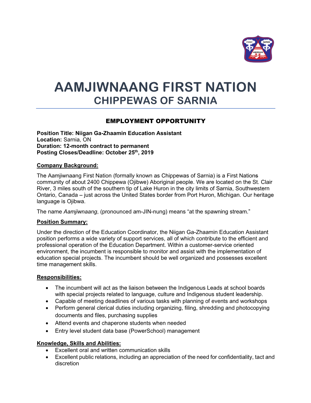 Aamjiwnaang First Nation Chippewas of Sarnia