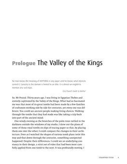 Prologue the Valley of the Kings