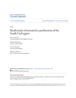 Biodiversity of Terrestrial Cyanobacteria of the South Ural Region Lira A