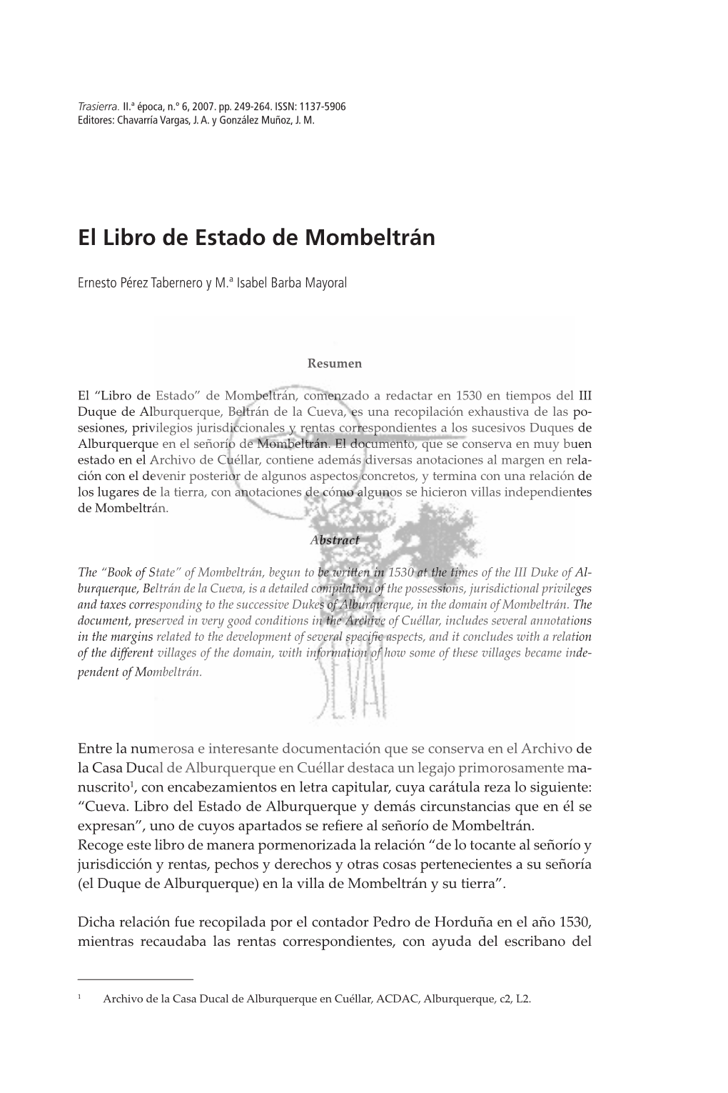 El Libro De Estado De Mombeltrán