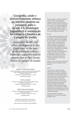 Geografia, Saúde E Desenvolvimento Urbano No Interior Paulista Na Passagem Para O Século XX