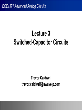 Lecture 3 Switched-Capacitor Circuits